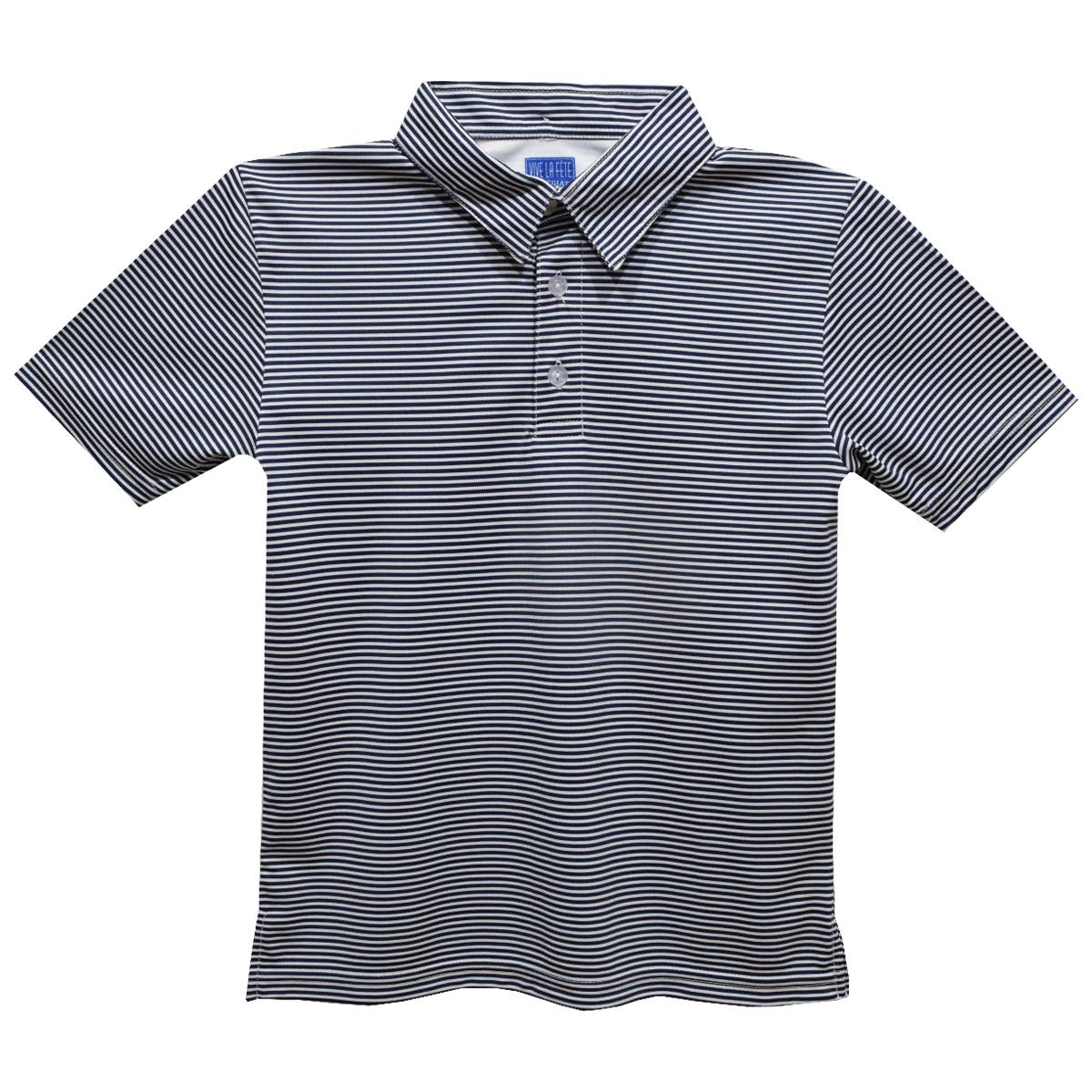 Fly knit Pencil Stripe Short Sleeve Polo: Navy / M