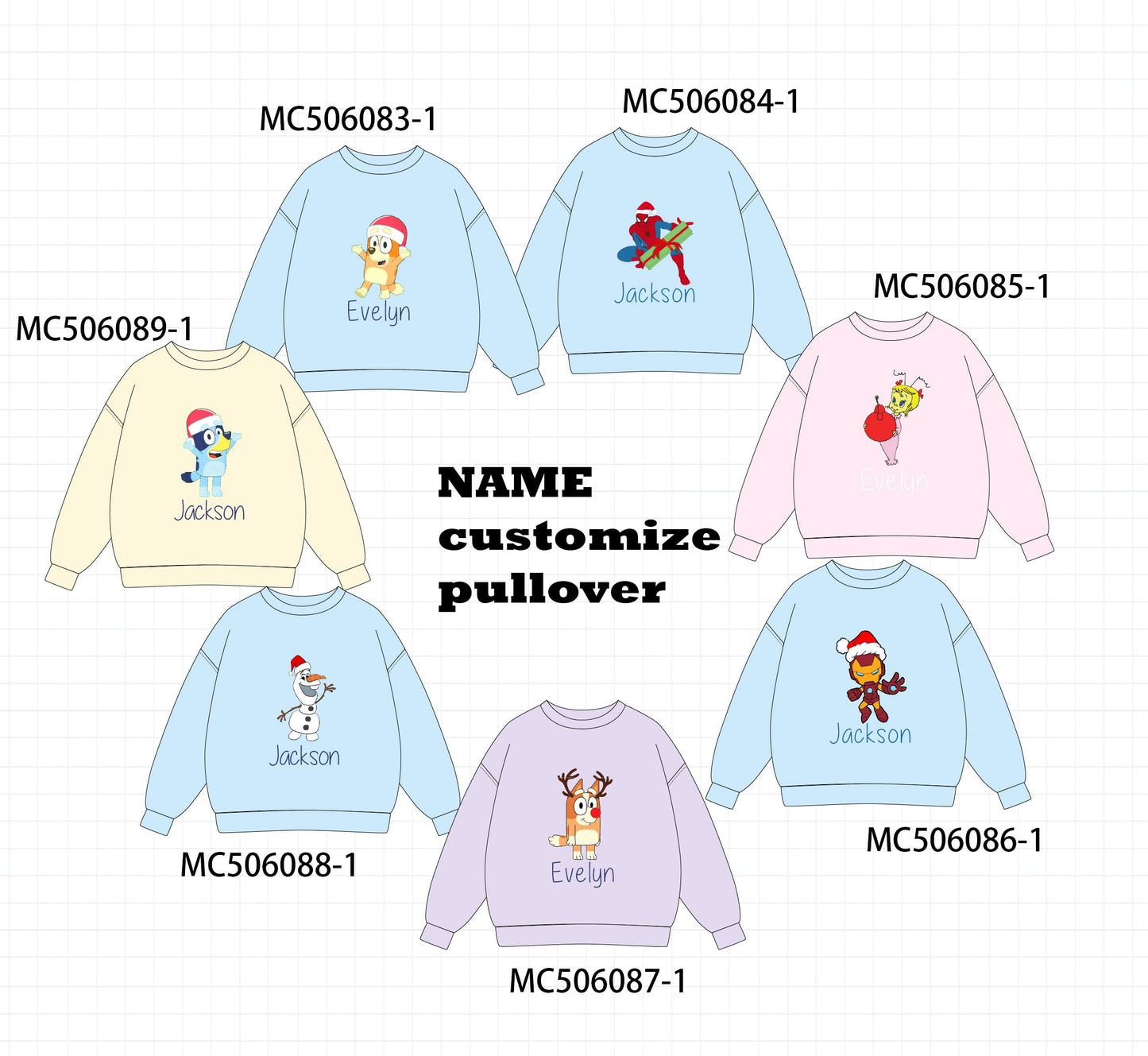 PO59 Character applique monogram embroidery pullover collection