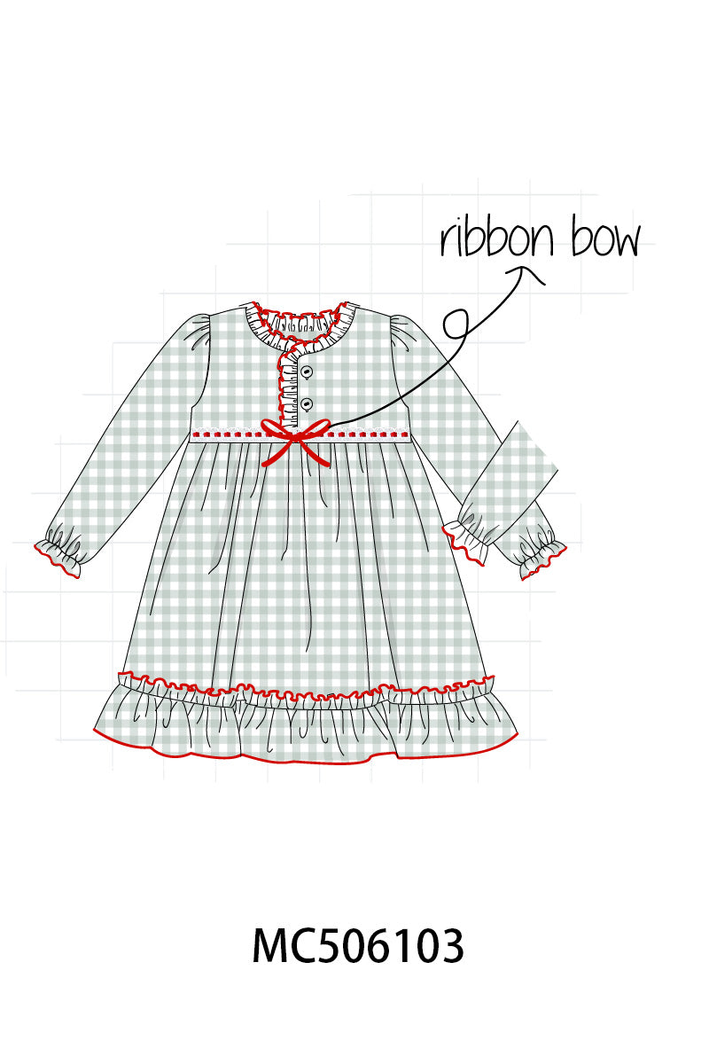 PO59 Green christmas gingham family collection