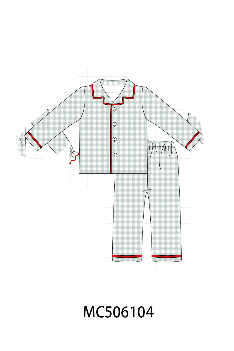 PO59 Green christmas gingham family collection