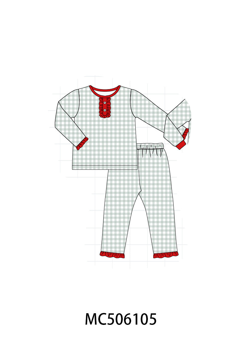 PO59 Green christmas gingham family collection