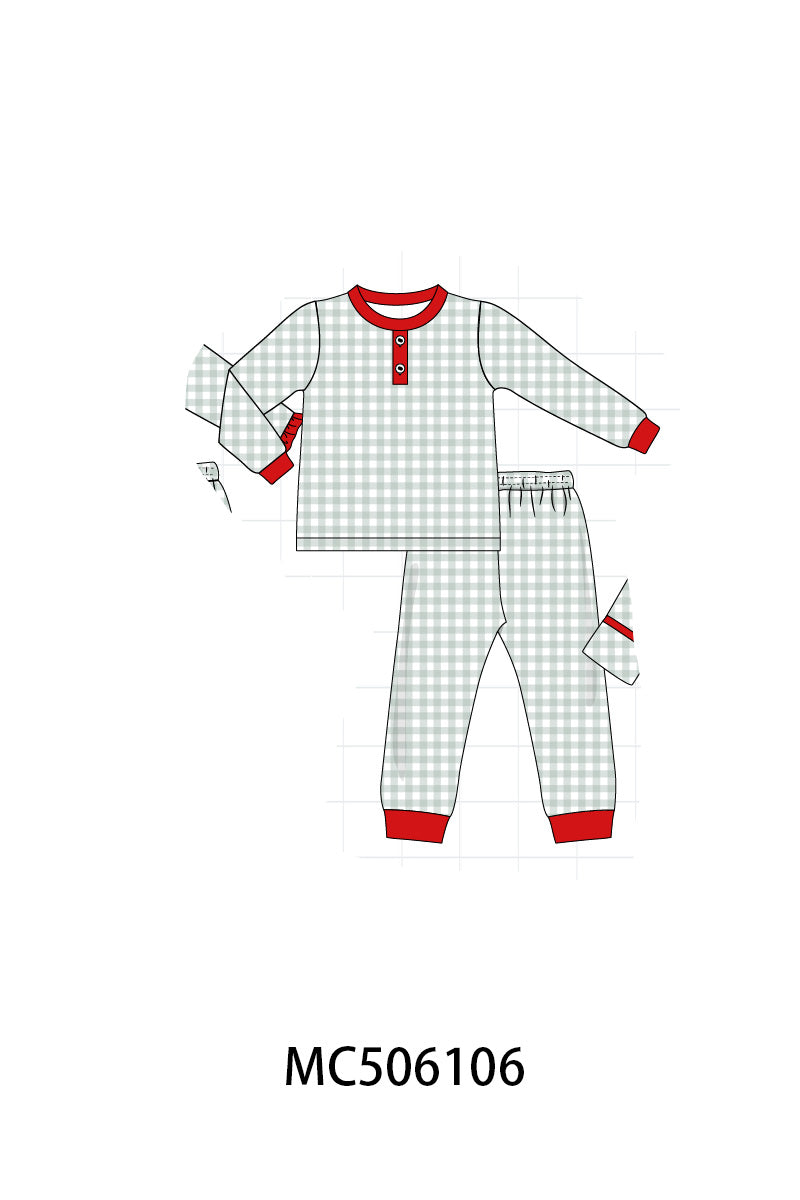 PO59 Green christmas gingham family collection