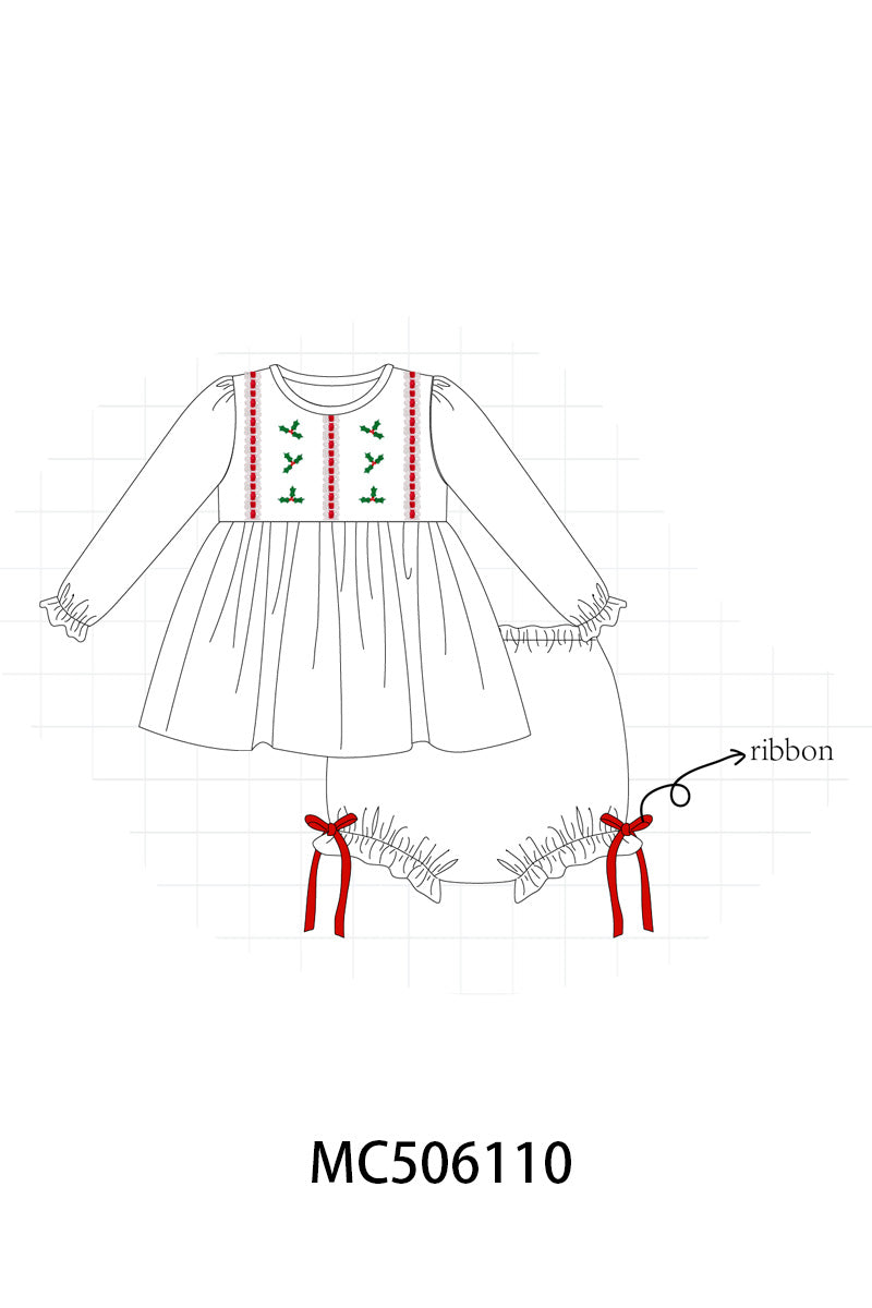 PO59 White christmas holly embroidery collection