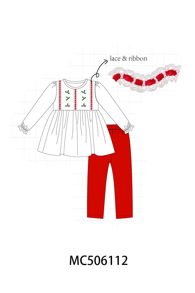 PO59 White christmas holly embroidery collection