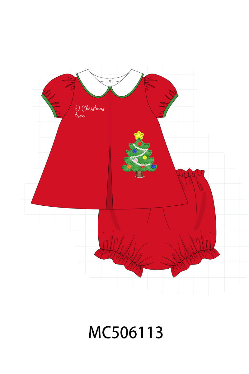 PO59 Red christmas tree embroidery collection