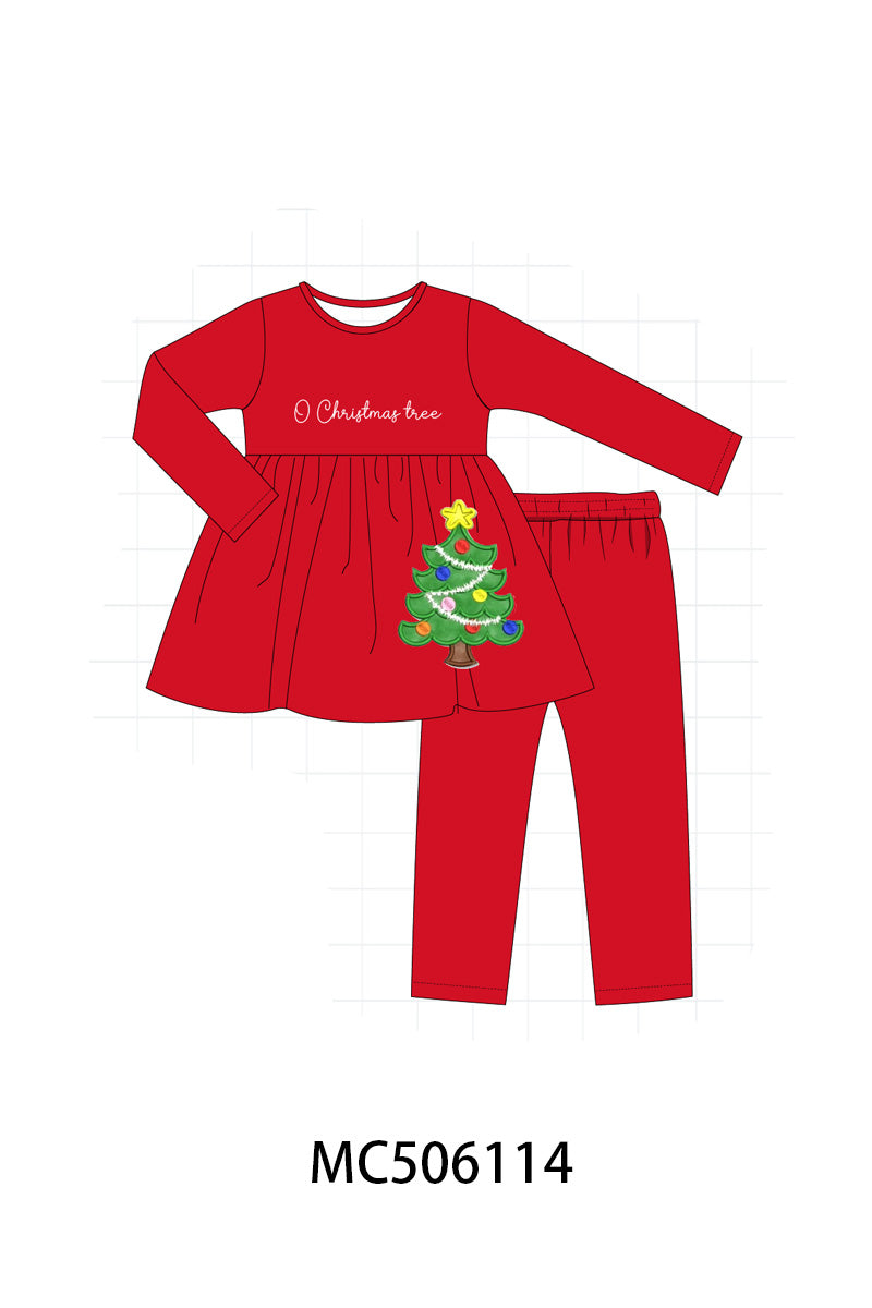 PO59 Red christmas tree embroidery collection