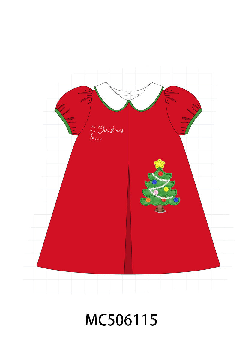 PO59 Red christmas tree embroidery collection