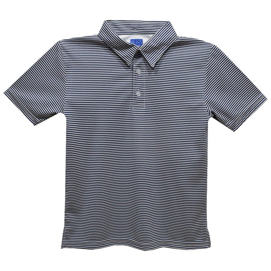 Fly knit Pencil Stripe Short Sleeve Polo: Navy / XS
