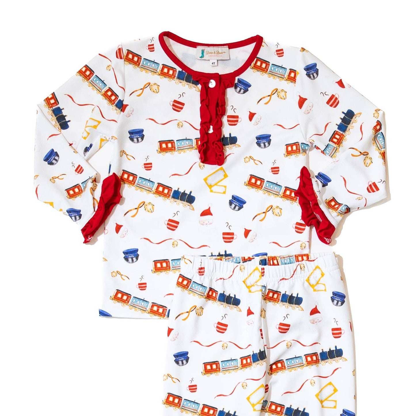 PRE-ORDER: Girls Christmas Express Train Ride Ruffle Pajamas (ETA October): 4T