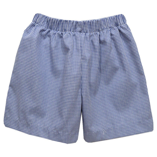 Navy Gingham Boys Pull on Short With Back Pocket: 4