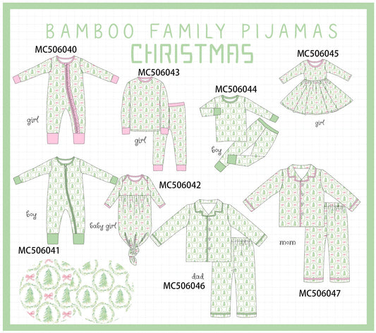 PO59 Pink christmas gingerbread print ruffle bamboo collection