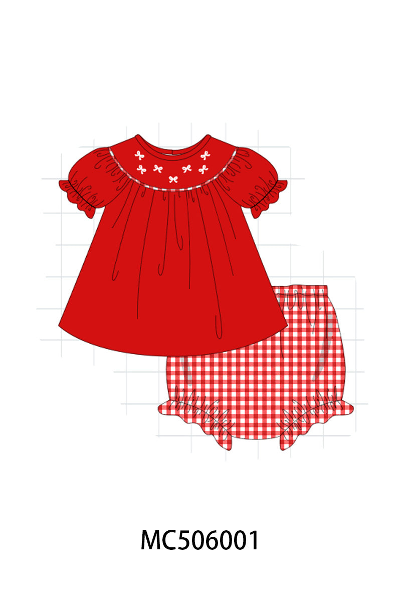 PO59 Red bow embroidery velvet collection