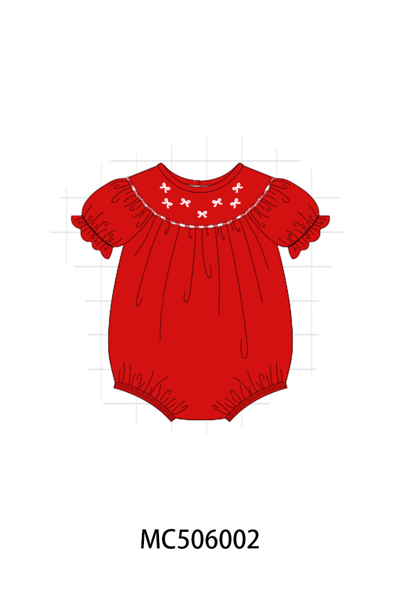 PO59 Red bow embroidery velvet collection