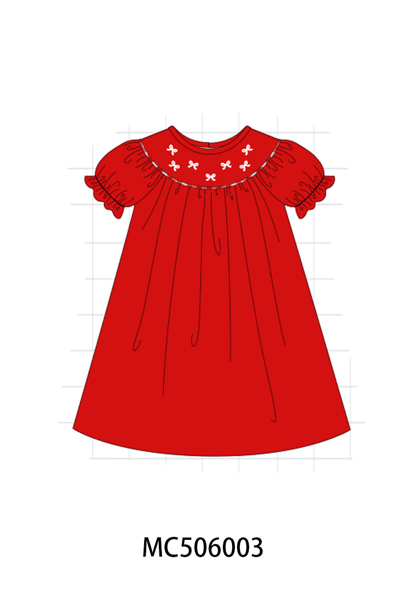 PO59 Red bow embroidery velvet collection