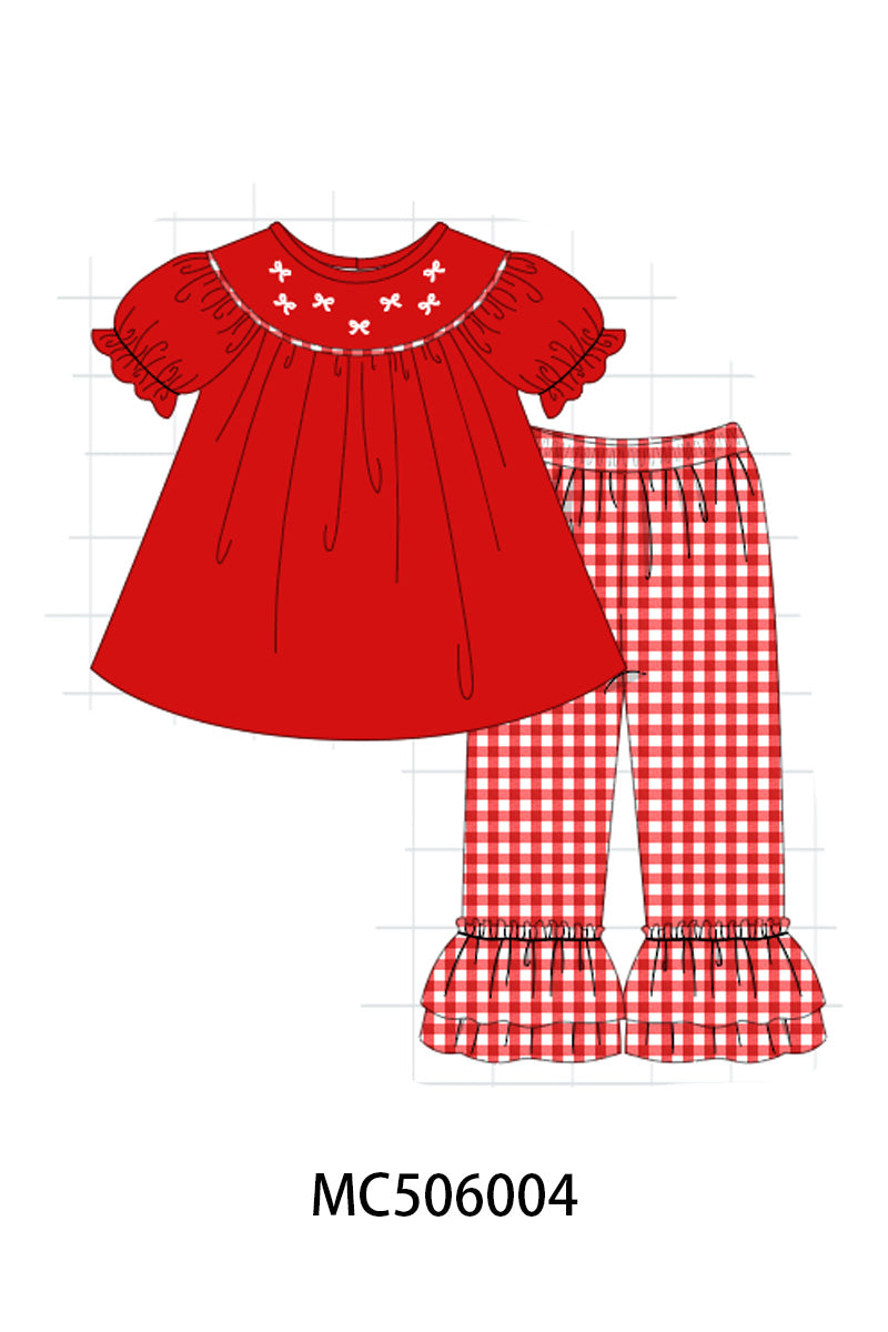 PO59 Red bow embroidery velvet collection