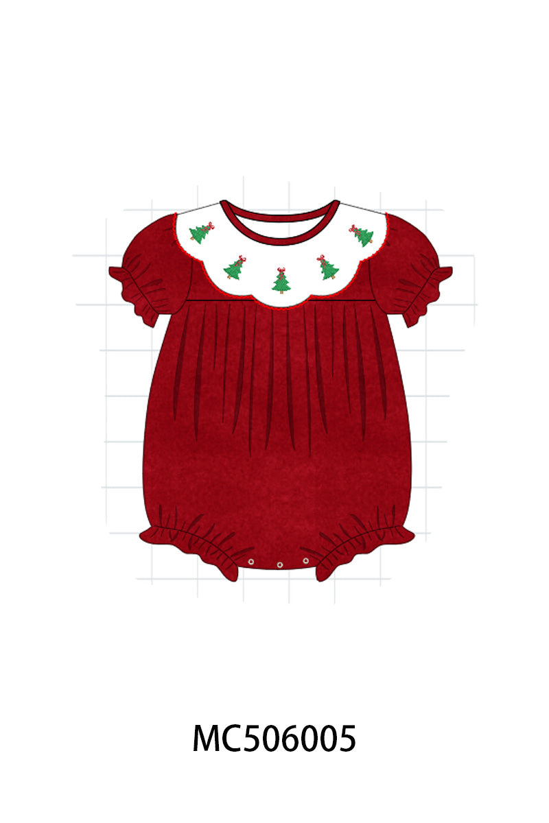PO59 Red christmas tree embroidery fleece collection