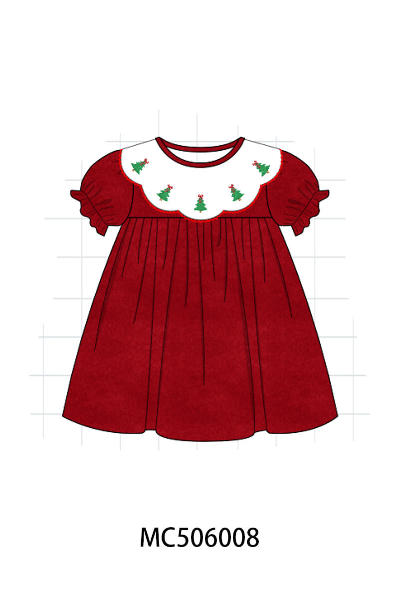 PO59 Red christmas tree embroidery fleece collection
