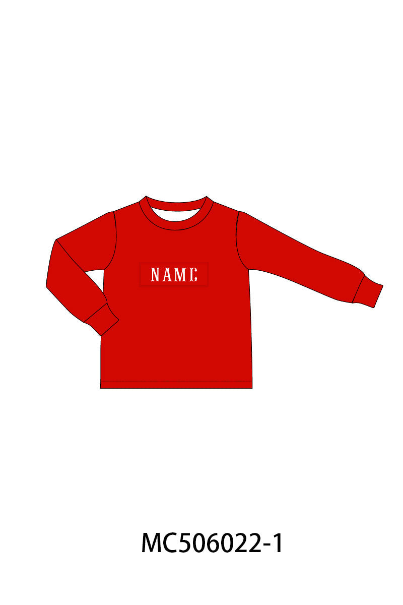 PO59 Red bow monogram embroidery gingham ruffle collection