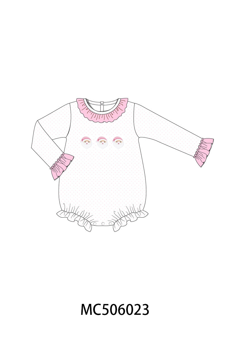 PO59 Pink merry christmas santa claus embroidery collection