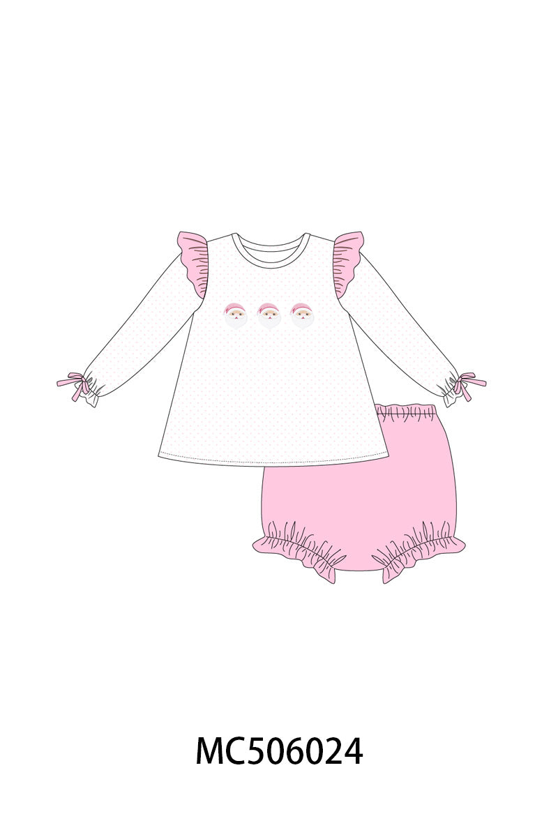 PO59 Pink merry christmas santa claus embroidery collection