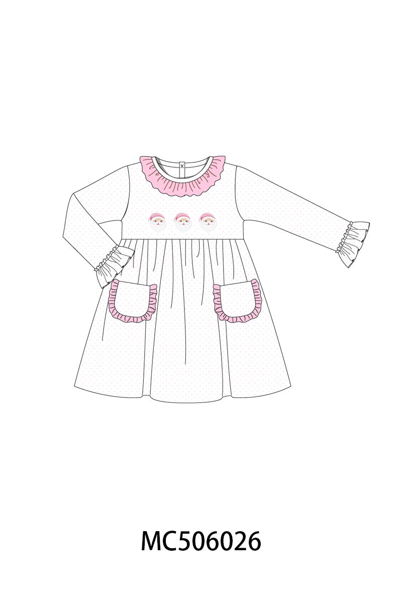 PO59 Pink merry christmas santa claus embroidery collection