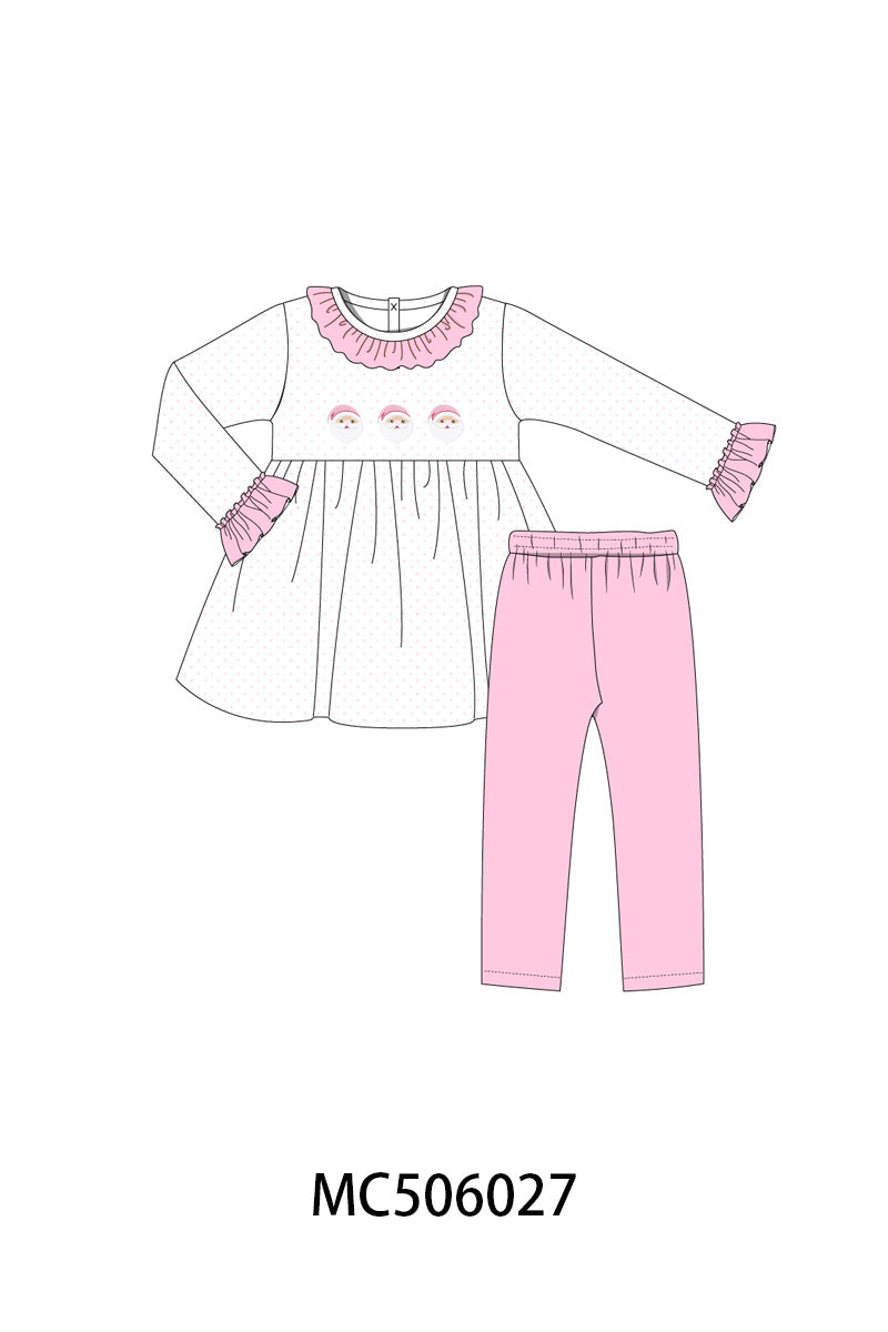 PO59 Pink merry christmas santa claus embroidery collection