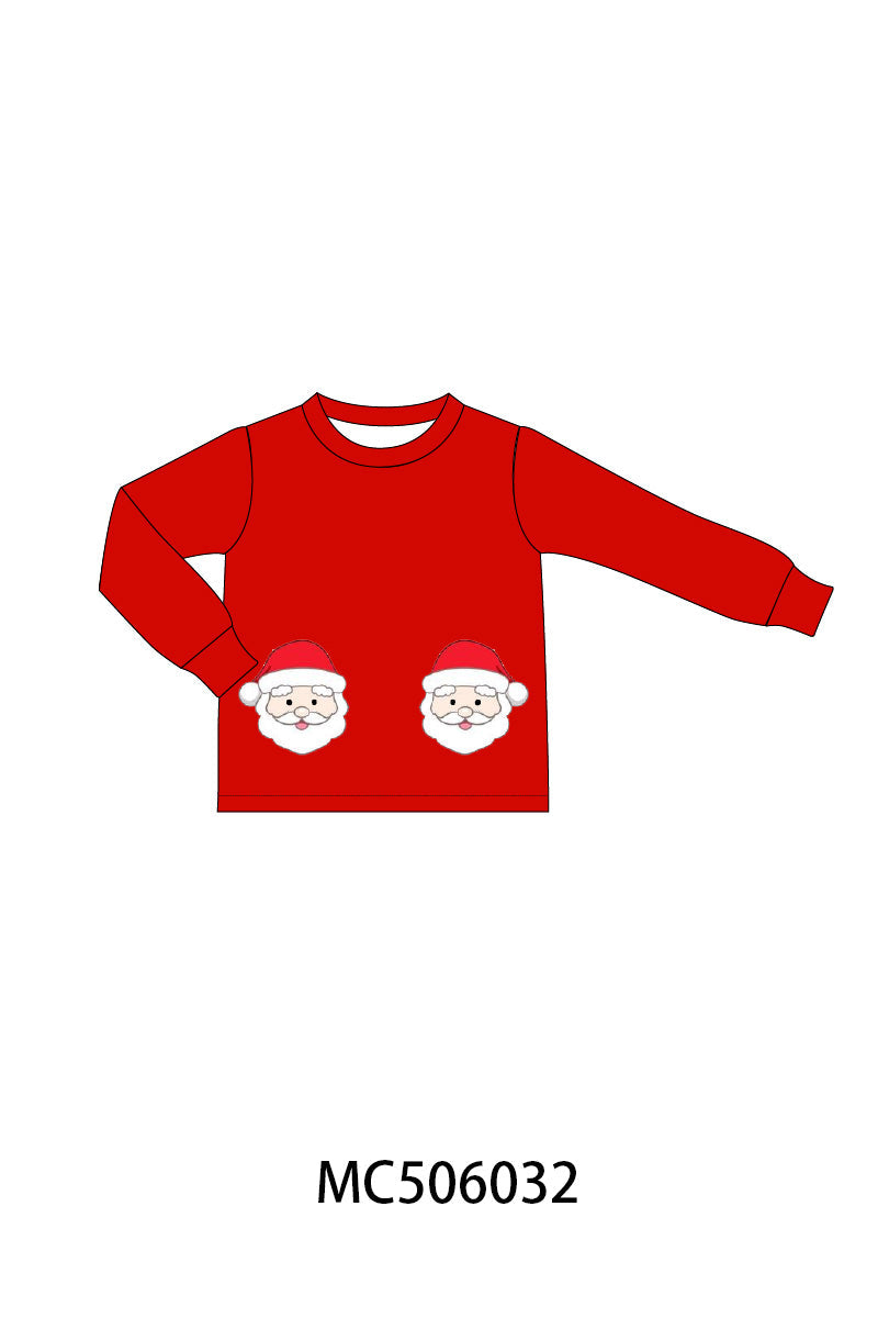 PO59 Pink christmas santa claus applique gingham collection