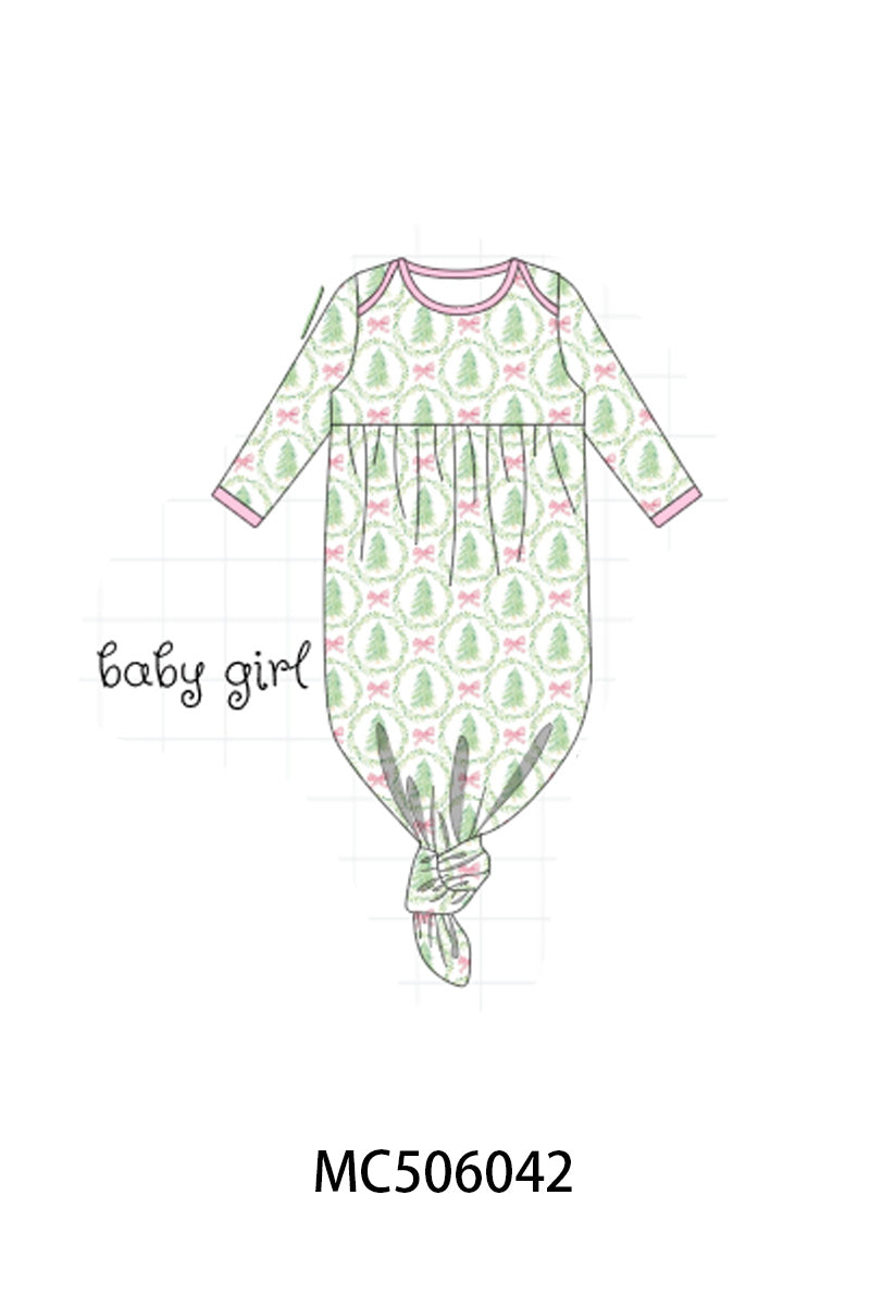 PO59 Pink christmas gingerbread print ruffle bamboo collection