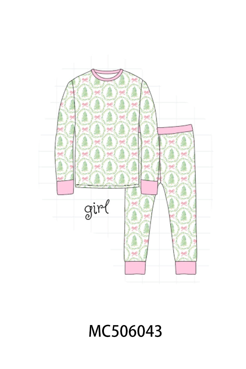 PO59 Pink christmas gingerbread print ruffle bamboo collection