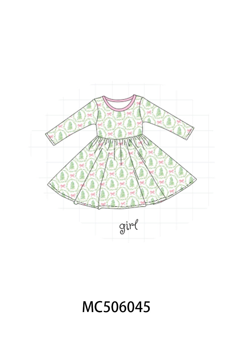 PO59 Pink christmas gingerbread print ruffle bamboo collection