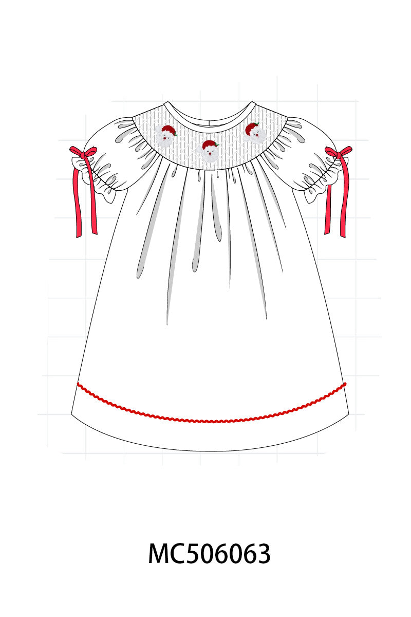 PO59 Red christmas santa claus embroidery smocked collection
