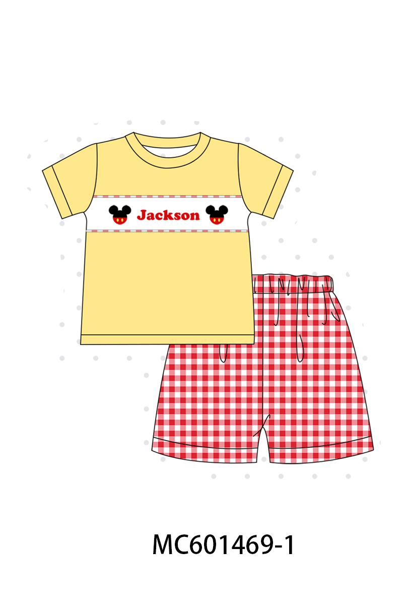 PO80 Red character monogram embroidery gingham collection