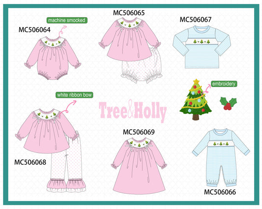 PO59 Pink & Blue christmas tree embroidery collection