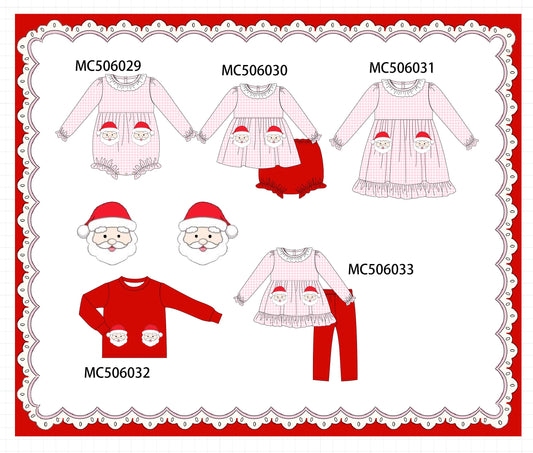 PO59 Pink christmas santa claus applique gingham collection