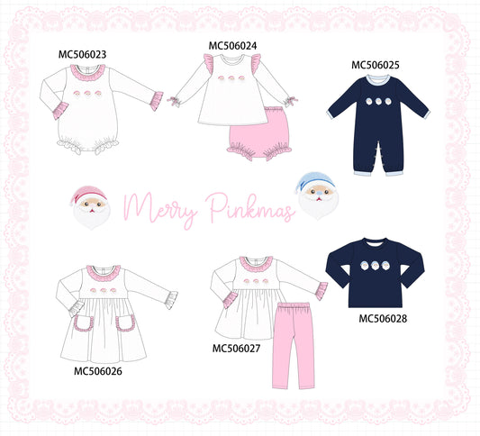 PO59 Pink merry christmas santa claus embroidery collection