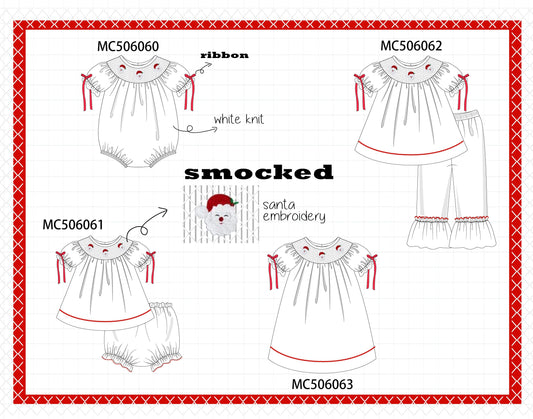 PO59 Red christmas santa claus embroidery smocked collection
