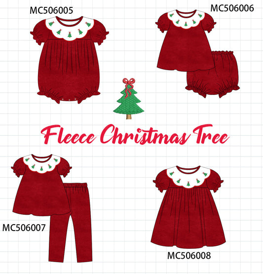 PO59 Red christmas tree embroidery fleece collection